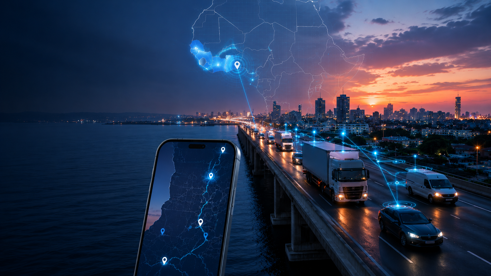 Camions équipés de traceurs GPS GDF Africa en Afrique de l'Ouest
