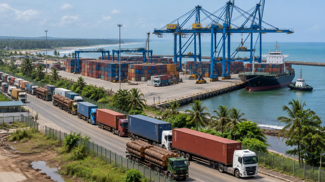 Camions de cacao et conteneurs suivis par GPS dans la zone portuaire de San-Pédro