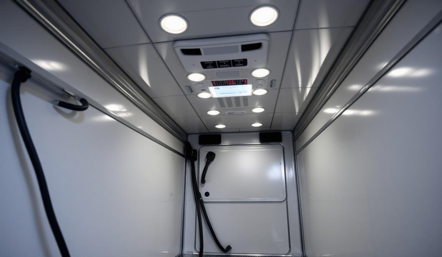 Capteurs de température et d'humidité installés dans un véhicule de transport frigorifique